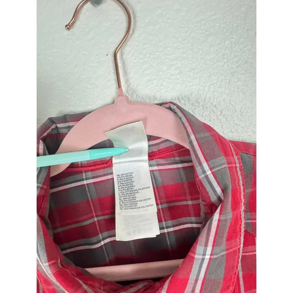 The North Face Plaid‎ Shirt Red Gray Gorpcore Hiking Outdoor Core
